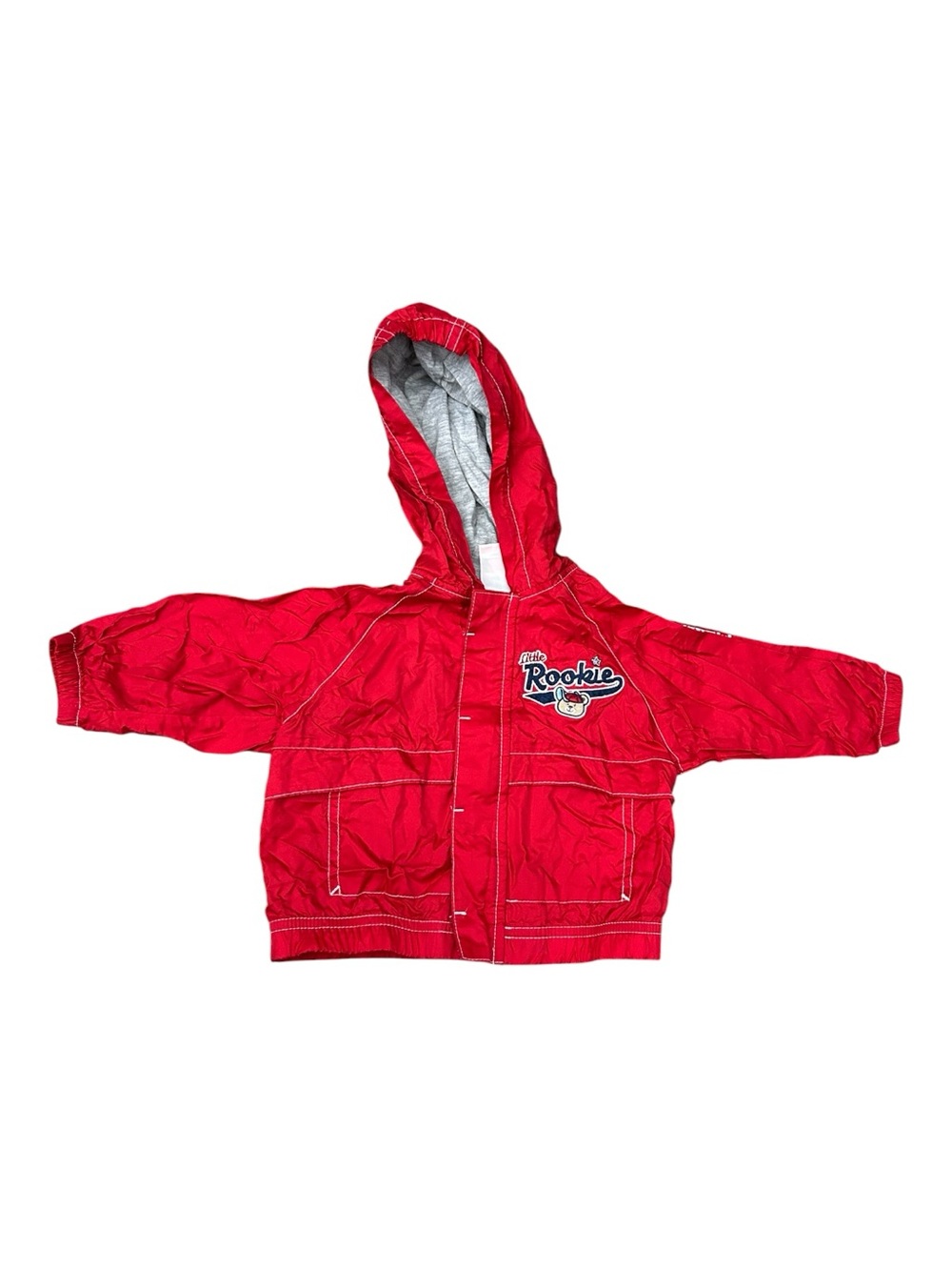 Baby Q Y2K Red Little Rookie Windbreaker Jacket Size 6-9 Months‎ Vintage
